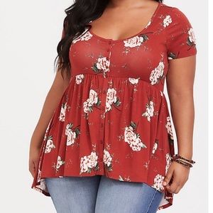 Orange floral babydoll tee